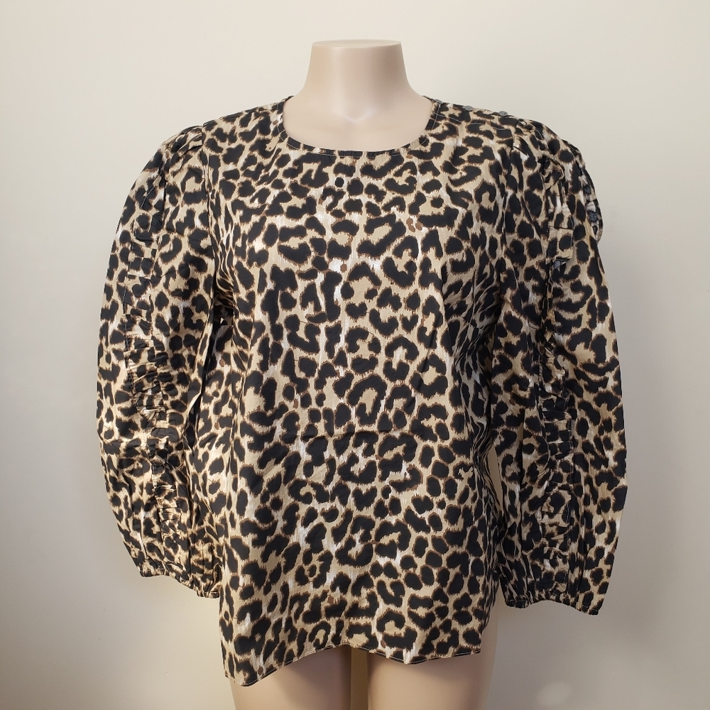 🆕️J. CREW Ruffle Sleeve Leopard Top🆕️ - Picture 2 of 13
